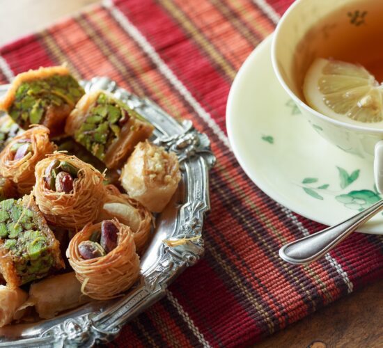 Turkish desserts with tea