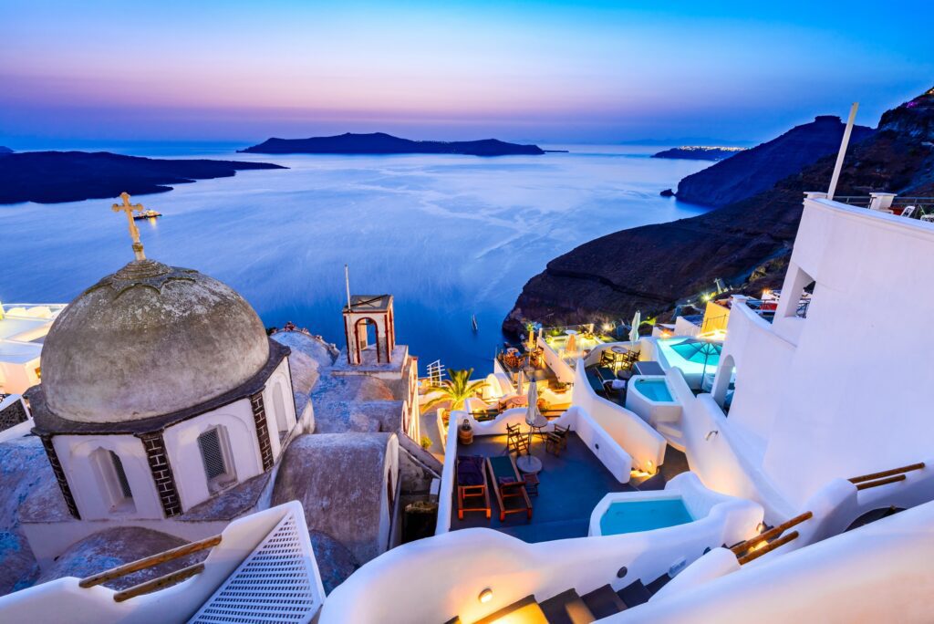 Santorini, Greece - Fira sunset, Cyclades