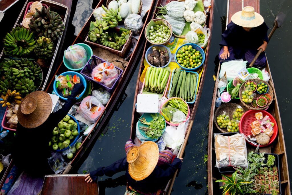 Tha Kha floating Market in Samut Songkhram province, Thailand